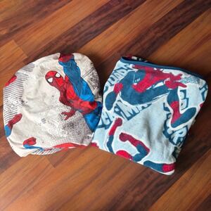 Marvel Spider-Man Twin Fitted Sheet and Plush Fleece Blanket Bedding Set Blue